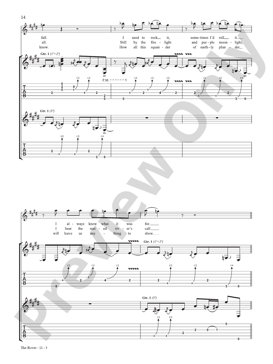 Lyrics To The Rover By Led Zeppelin The Rover: Guitar: Led Zeppelin - Digital Sheet Music Download