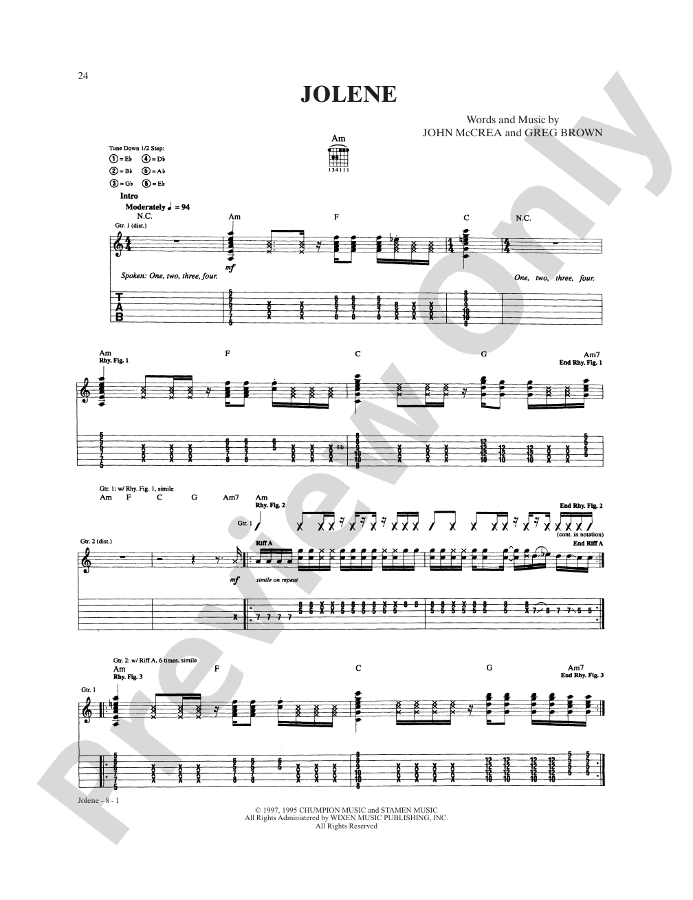 Jolene Guitar Cake Digital Sheet Music Download