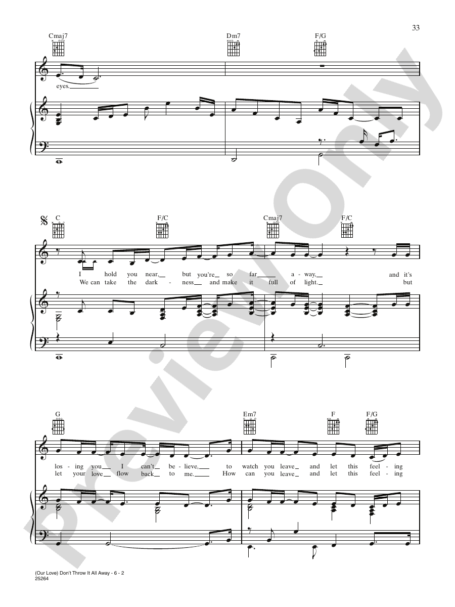 (Our Love) Don'T Throw It All Away Piano/Vocal/Chords Barbra