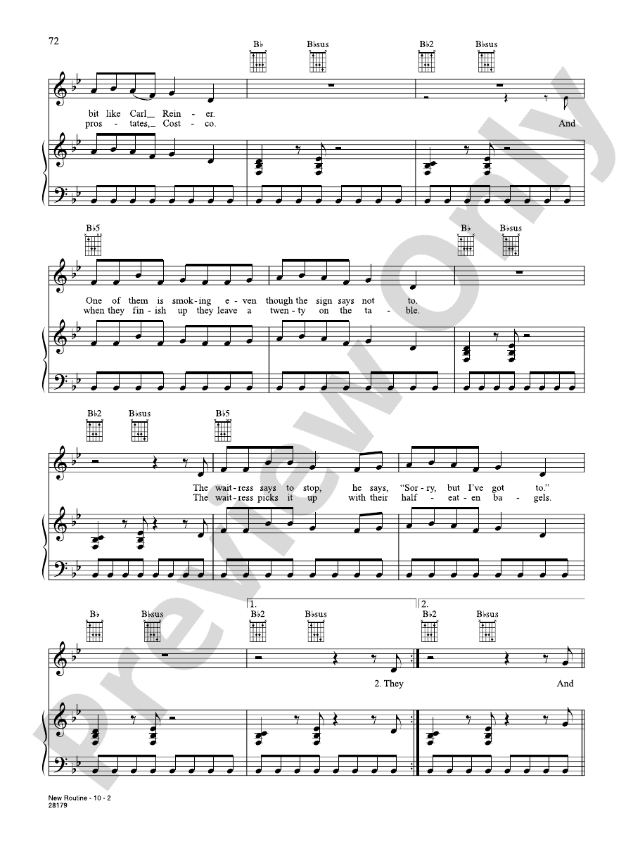 New Routine Piano/Vocal/Chords Fountains of Wayne Digital Sheet