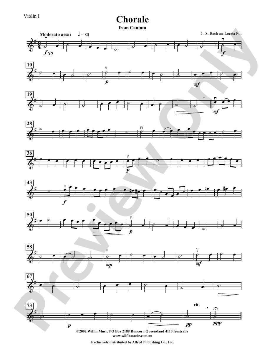 Chorale 1st Violin 1st Violin Part Digital Sheet Music Download 3637