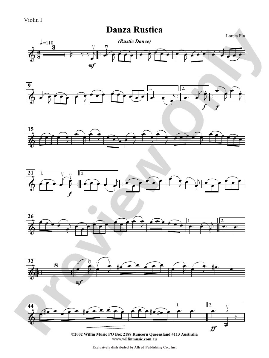 Danza Rustica: 1st Violin: 1st Violin Part - Digital Sheet Music Download