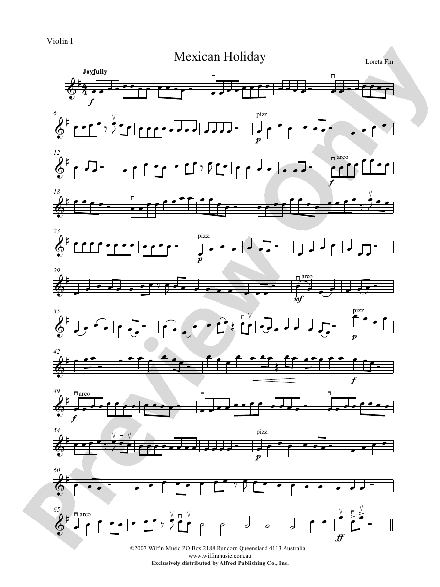 Mexican Holiday 1st Violin 1st Violin Part Digital Sheet Music Download 2638