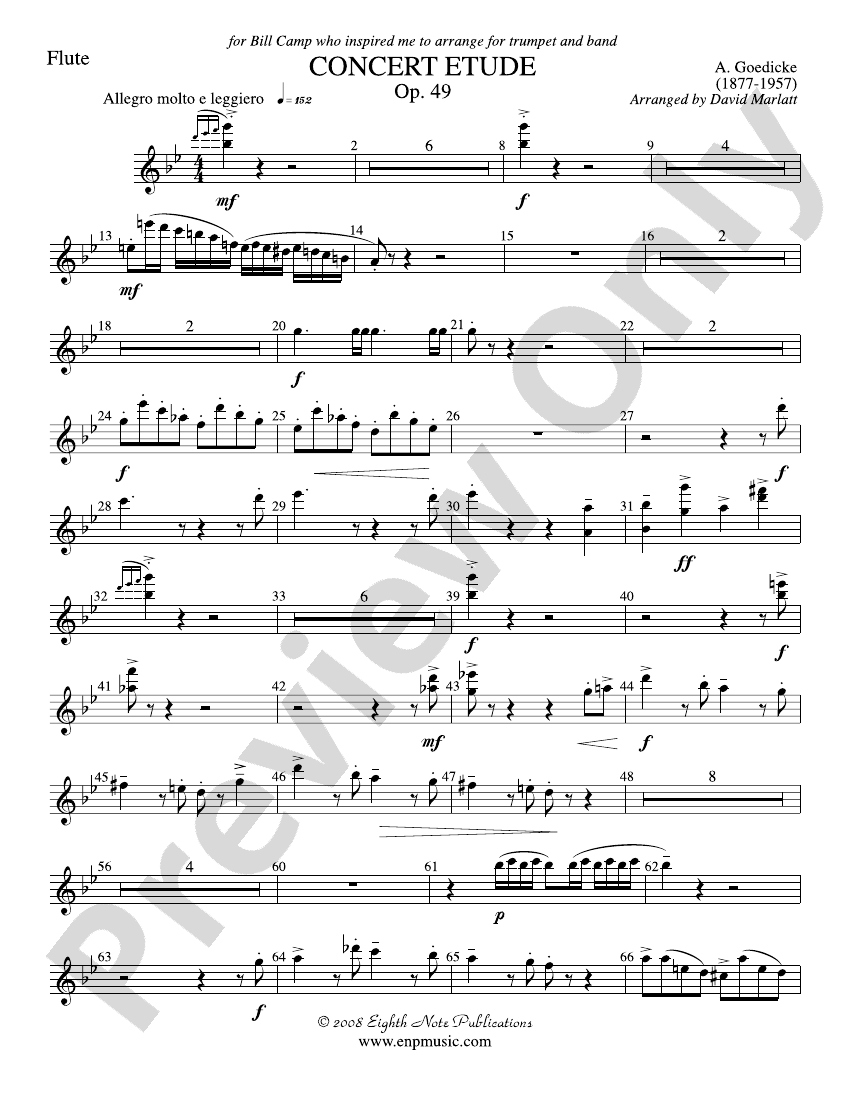 Concert Etude, Op. 49 (Solo Trumpet and Concert Band) Flute Flute