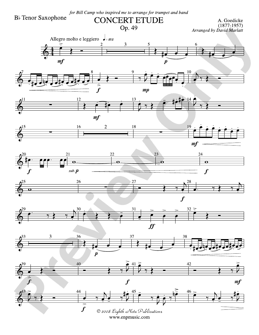 Concert Etude, Op. 49 (Solo Trumpet and Concert Band) Bflat Tenor