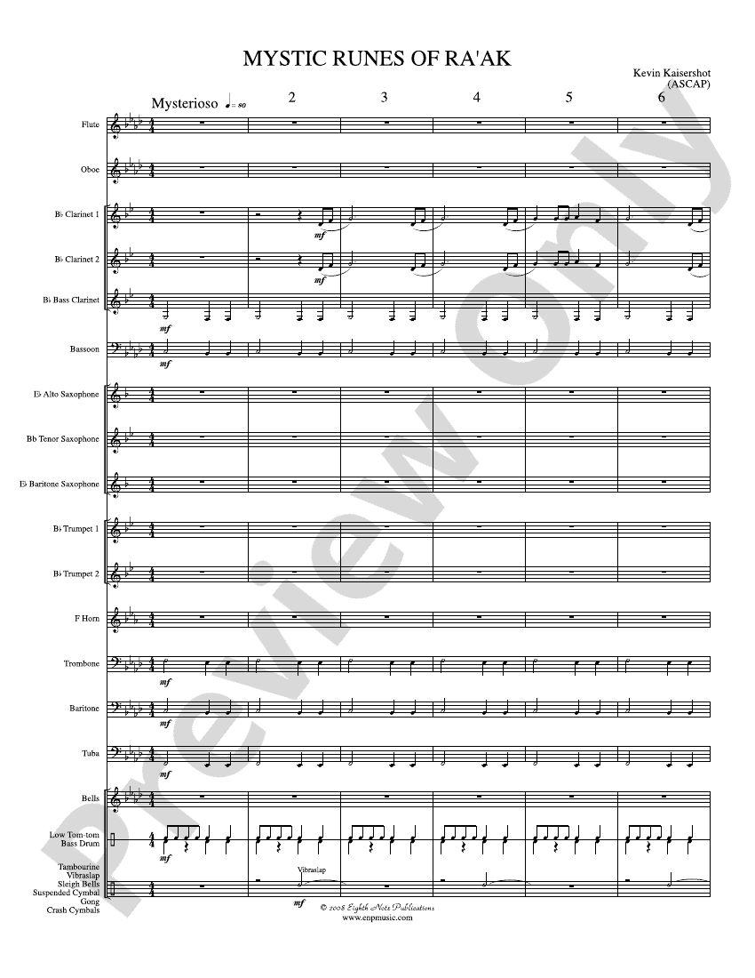 Mystic Runes of Ra’ak: Concert Band Conductor Score & Parts: Kevin ...