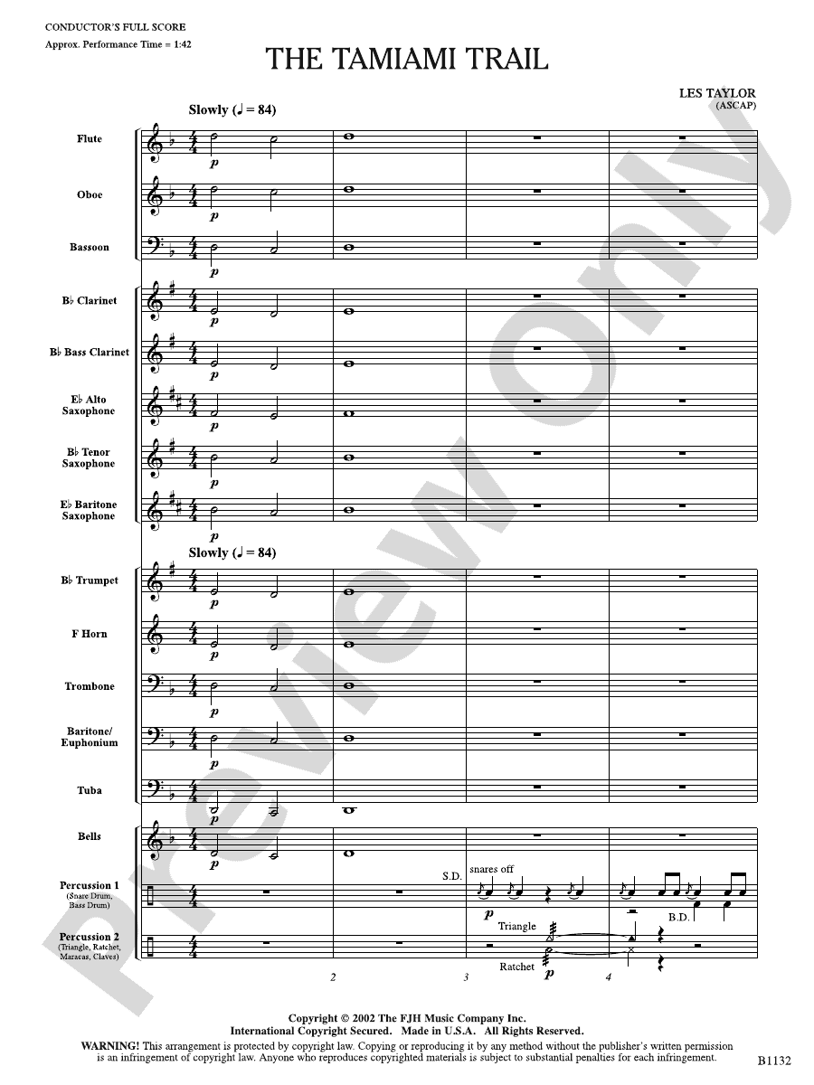 The Tamiami Trail: Score: : Les Taylor - Digital Sheet Music Download