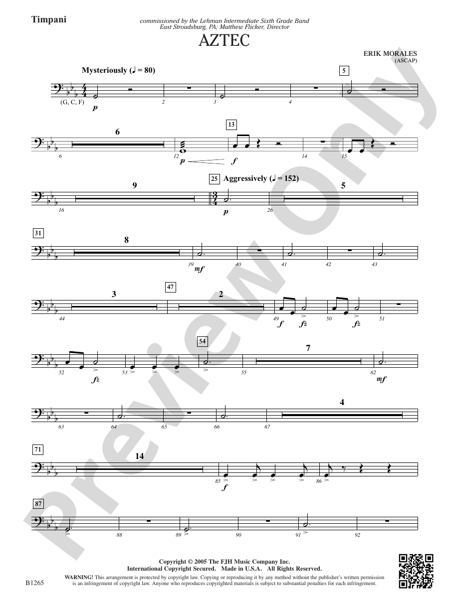 Aztec: Opt. Timpani: Opt. Timpani Part: Erik Morales - Digital Sheet ...