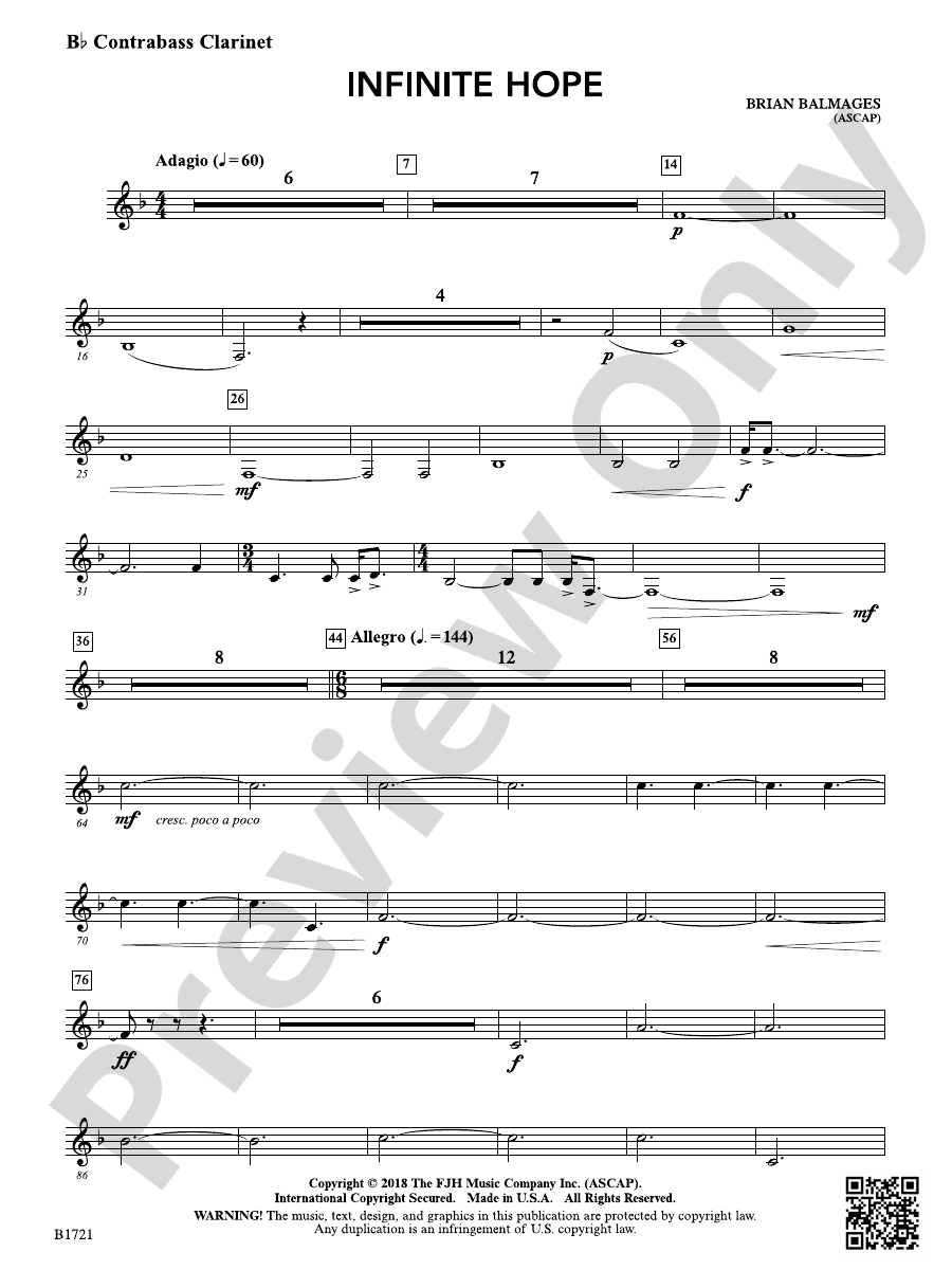Infinite Hope: B-flat Contrabass Clarinet: B-flat Contrabass Clarinet ...