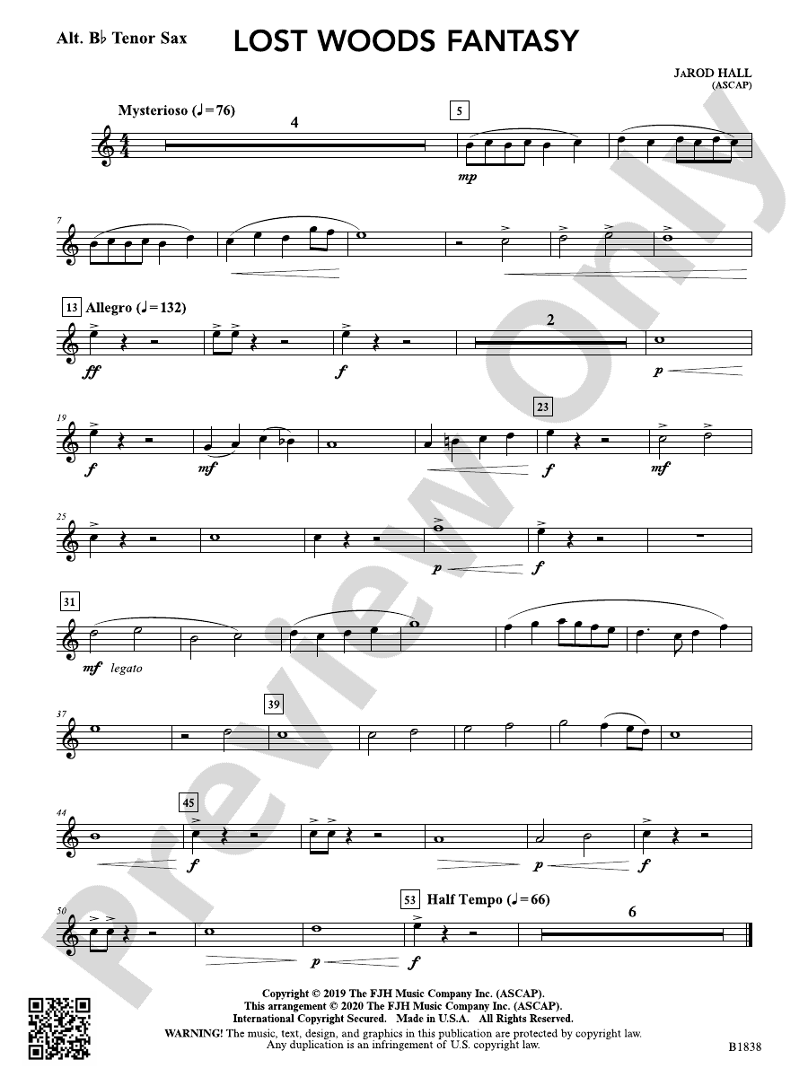 Lost Woods Fantasy Alt. Bflat Tenor Saxophone Alt. Bflat Tenor