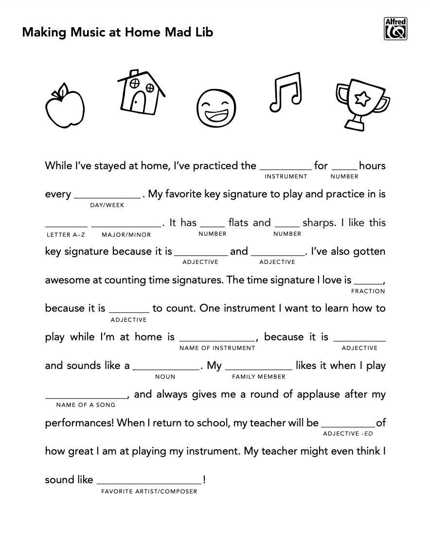 Activity Making Music At Home Mad Lib