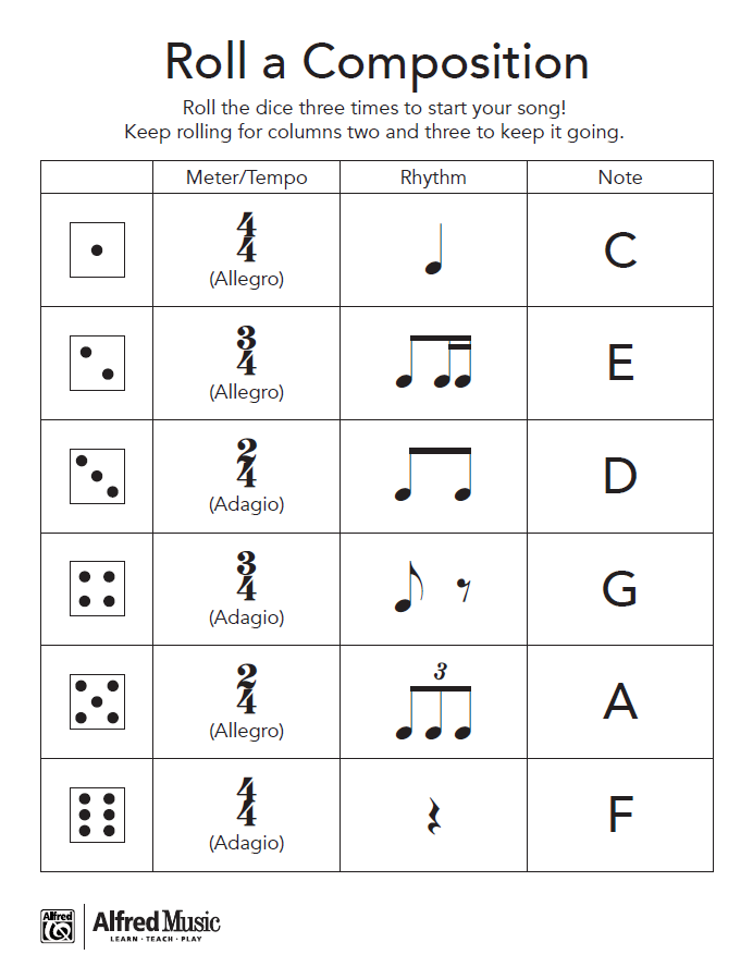 Free Music Activity: Roll a Composition