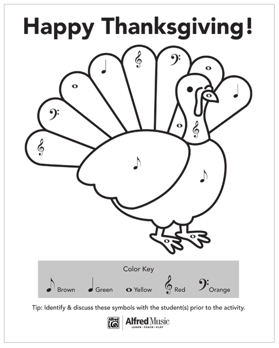 Thanksgiving Music Coloring Pages - Thanksgiving Coloring Pages / Color by music notes and rests.