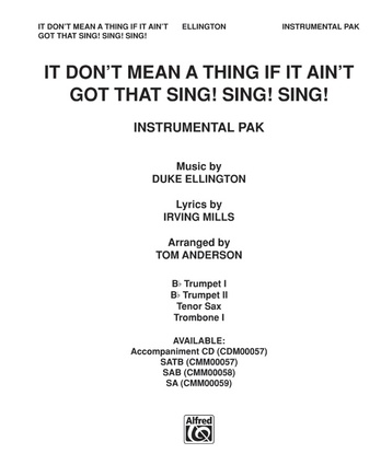 It Don T Mean A Thing If It Ain T Got That Sing Sing Sing 2nd B Flat Trumpet Duke Ellington Choral Pax Sheet Music